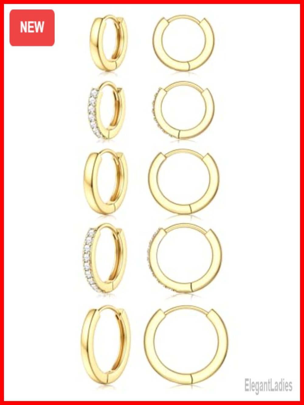14K Gold Plated Hoop Earrings Set CZ Cartilage Huggie Earrings for Women